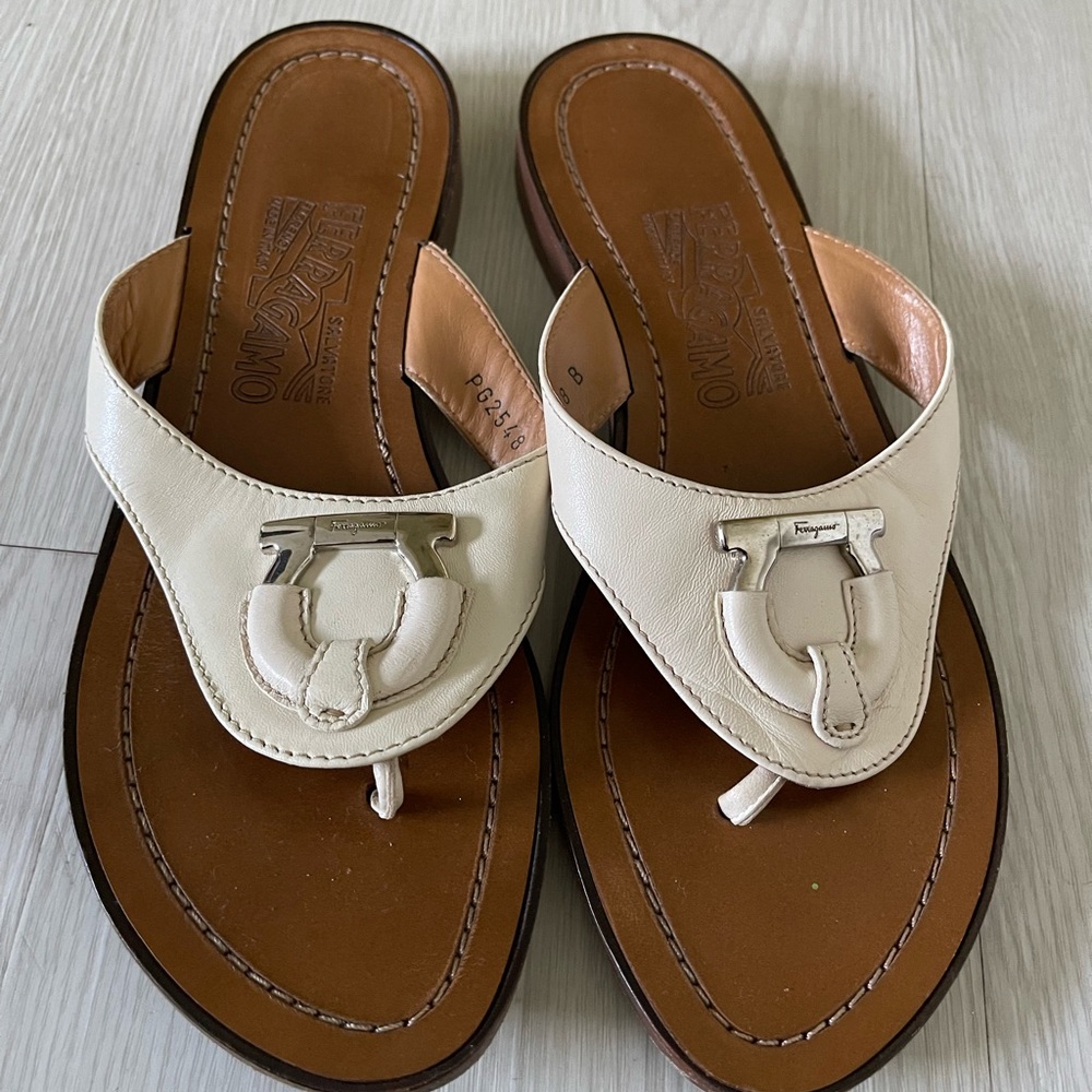Ferragamo ivory sandals
